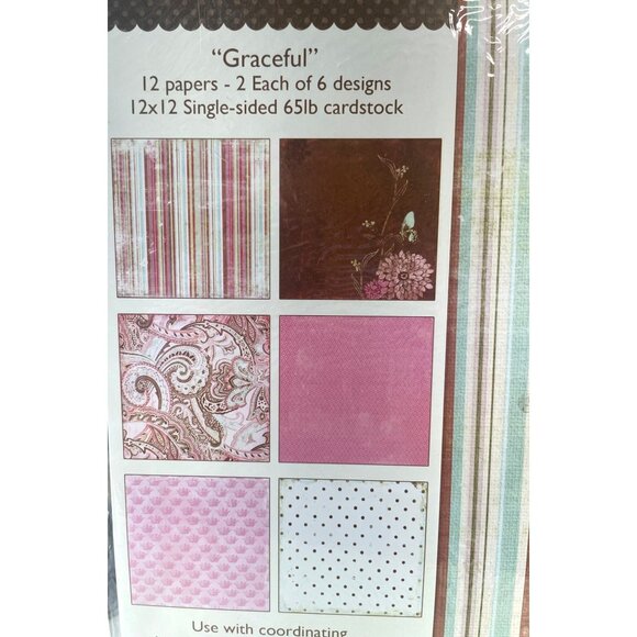 My Minds Eye Graceful 12x12 Single-Sided Cardstock Paper Pad Scrapbooking Pink - Picture 2 of 2